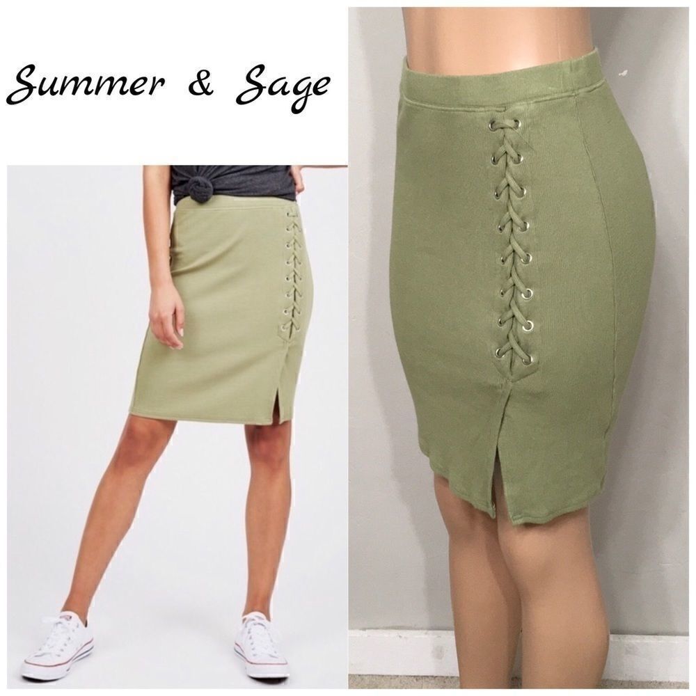 Summer Sage stretch knit faux lace up skirt. NWOT